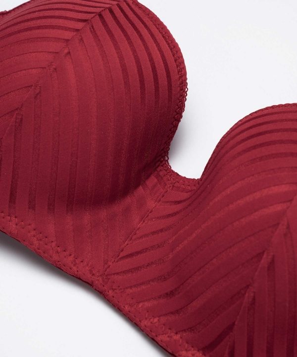 Dantel Detaylı Desteksiz Straplez Sütyen NBB 3001 - Bordo