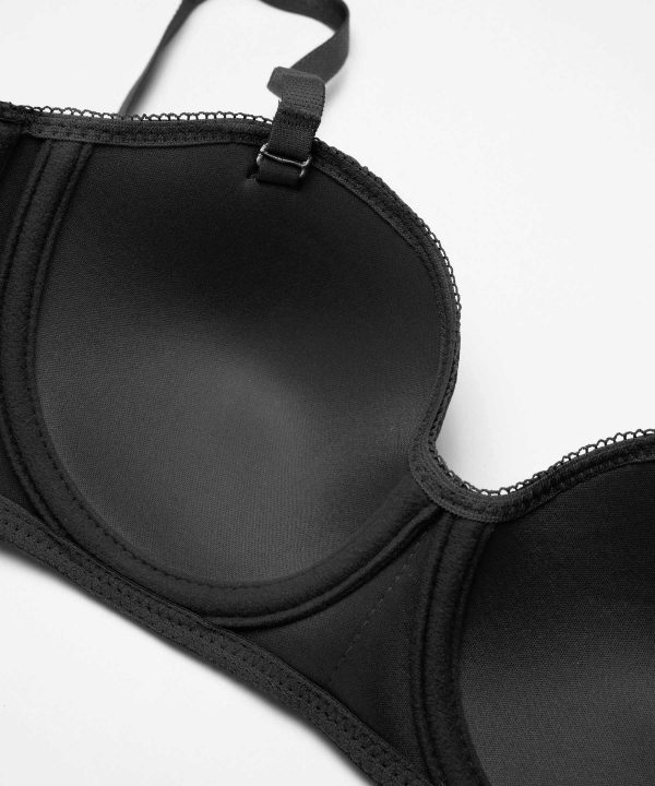 Dantel Detaylı Desteksiz Straplez Sütyen NBB 3001 - Siyah