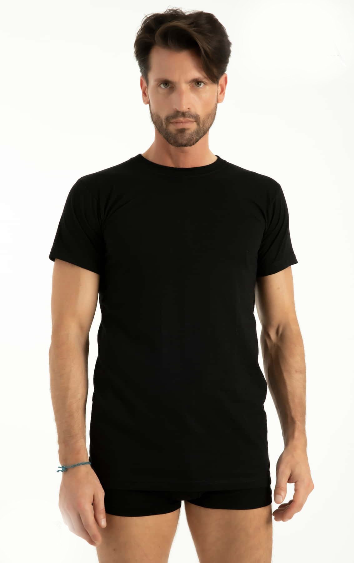 Pamuklu Ribana Amerikan Yaka Atlet Q-En 1003 - Siyah