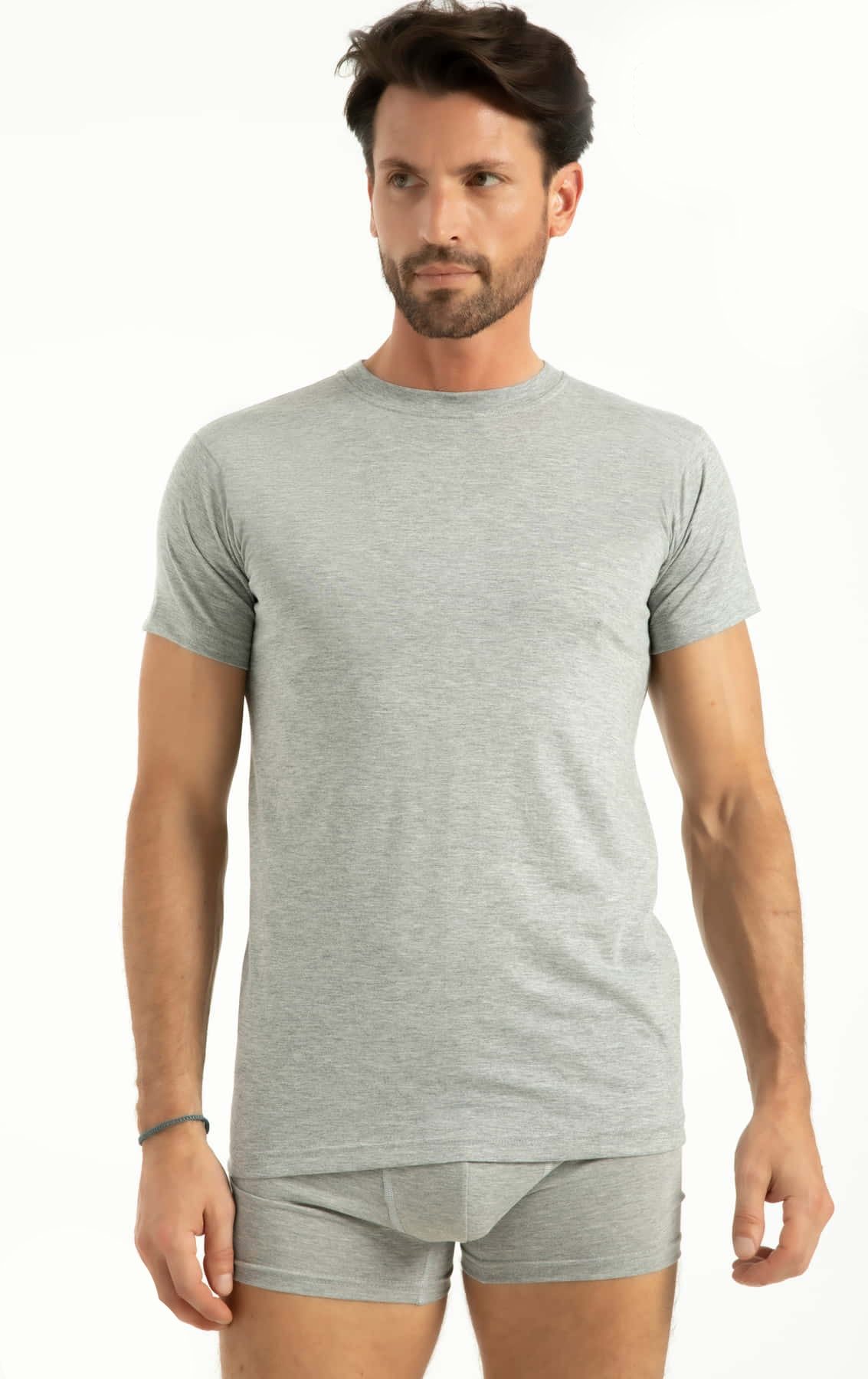 Pamuklu Ribana Amerikan Yaka Atlet Q-En 1003 - Gri