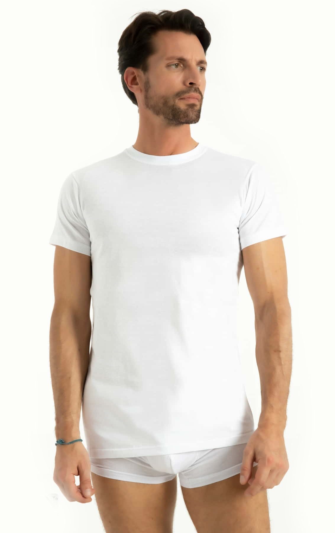 Pamuklu Ribana Amerikan Yaka Atlet Q-En 1003 - Beyaz