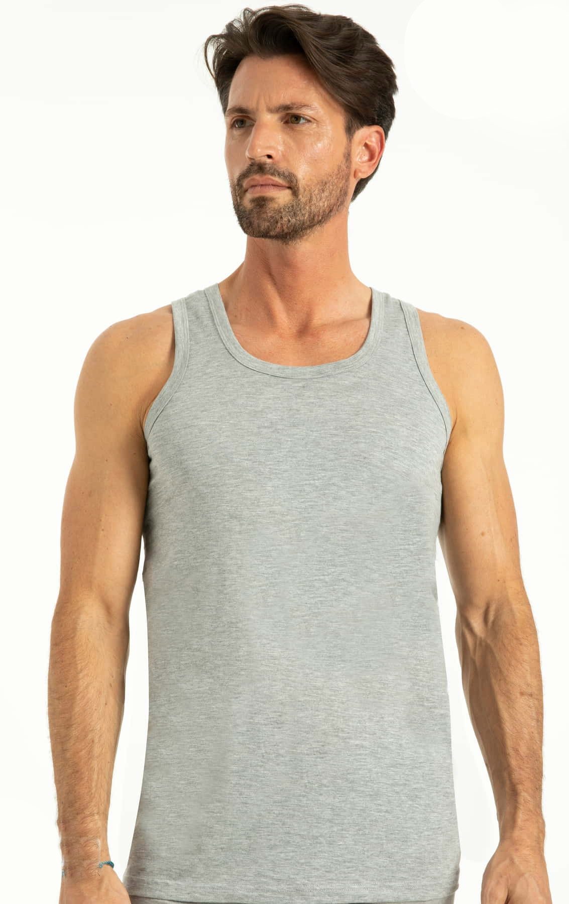 Pamuklu Ribana Askılı Atlet Erkek Q-En 1001 - Gri