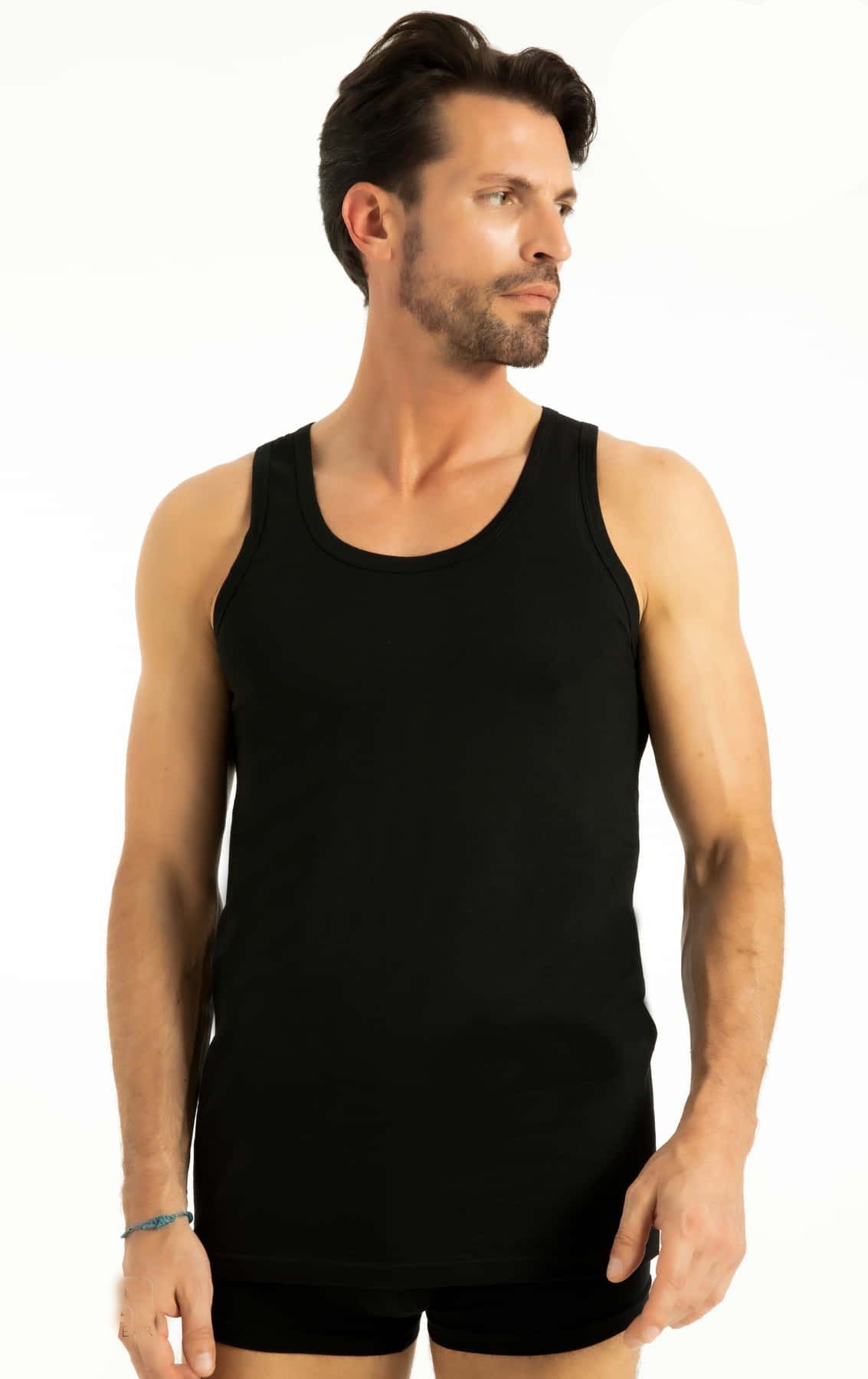 Pamuklu Ribana Askılı Atlet Erkek Q-En 1001 - Siyah