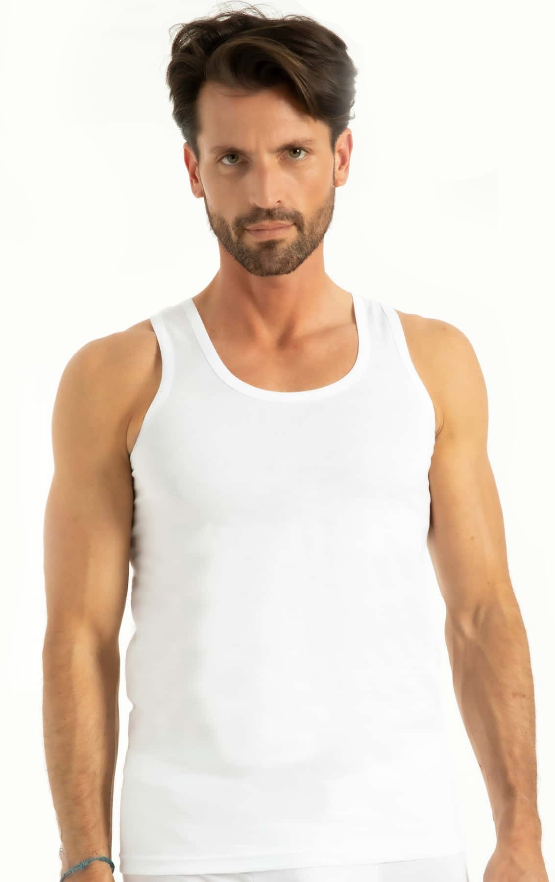 Pamuklu Ribana Askılı Atlet Erkek Q-En 1001 - Beyaz