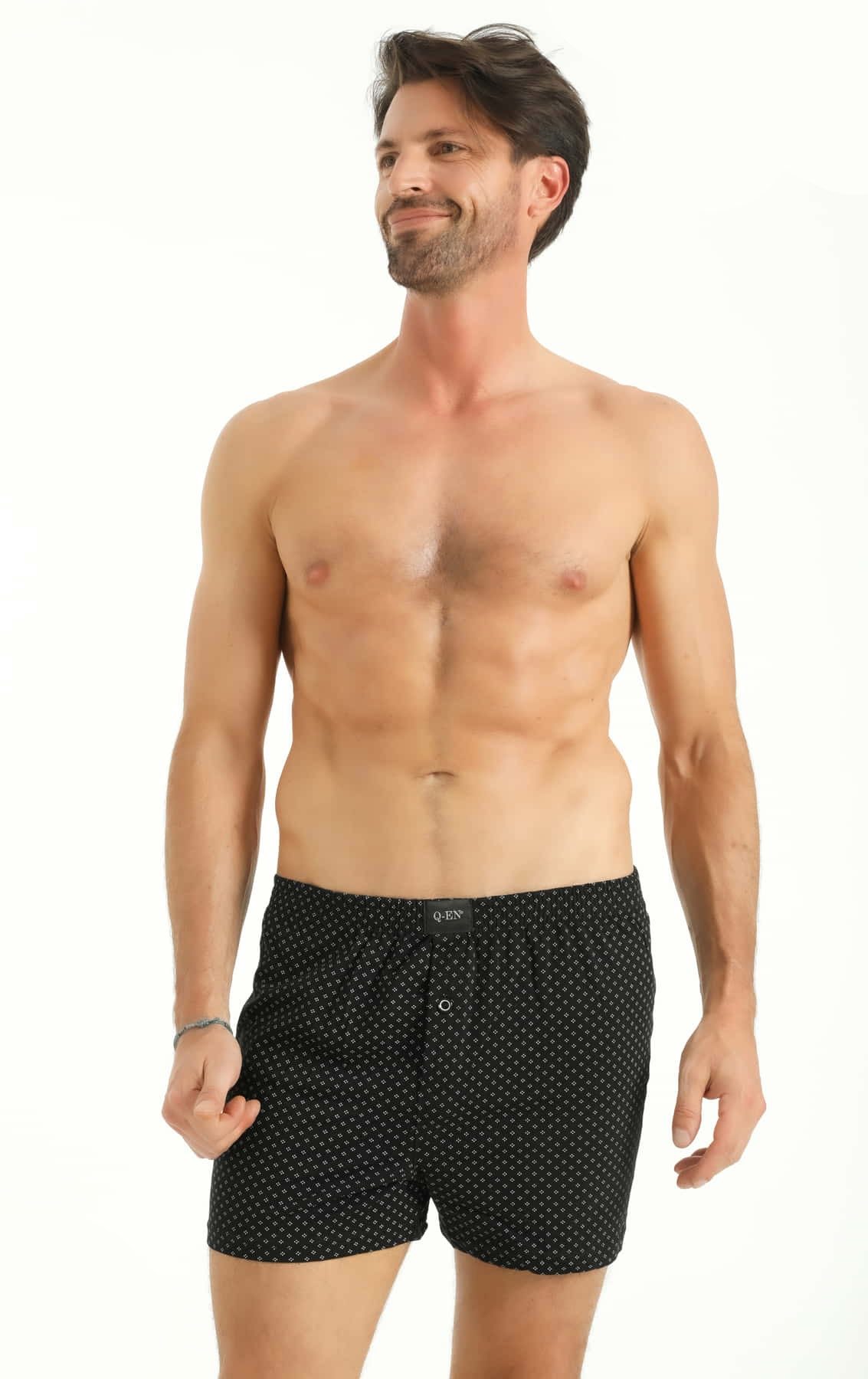 Q-En Pamuklu Düz Dikişli Uzun Paça Boxer Q-En 522 - Görsel 4