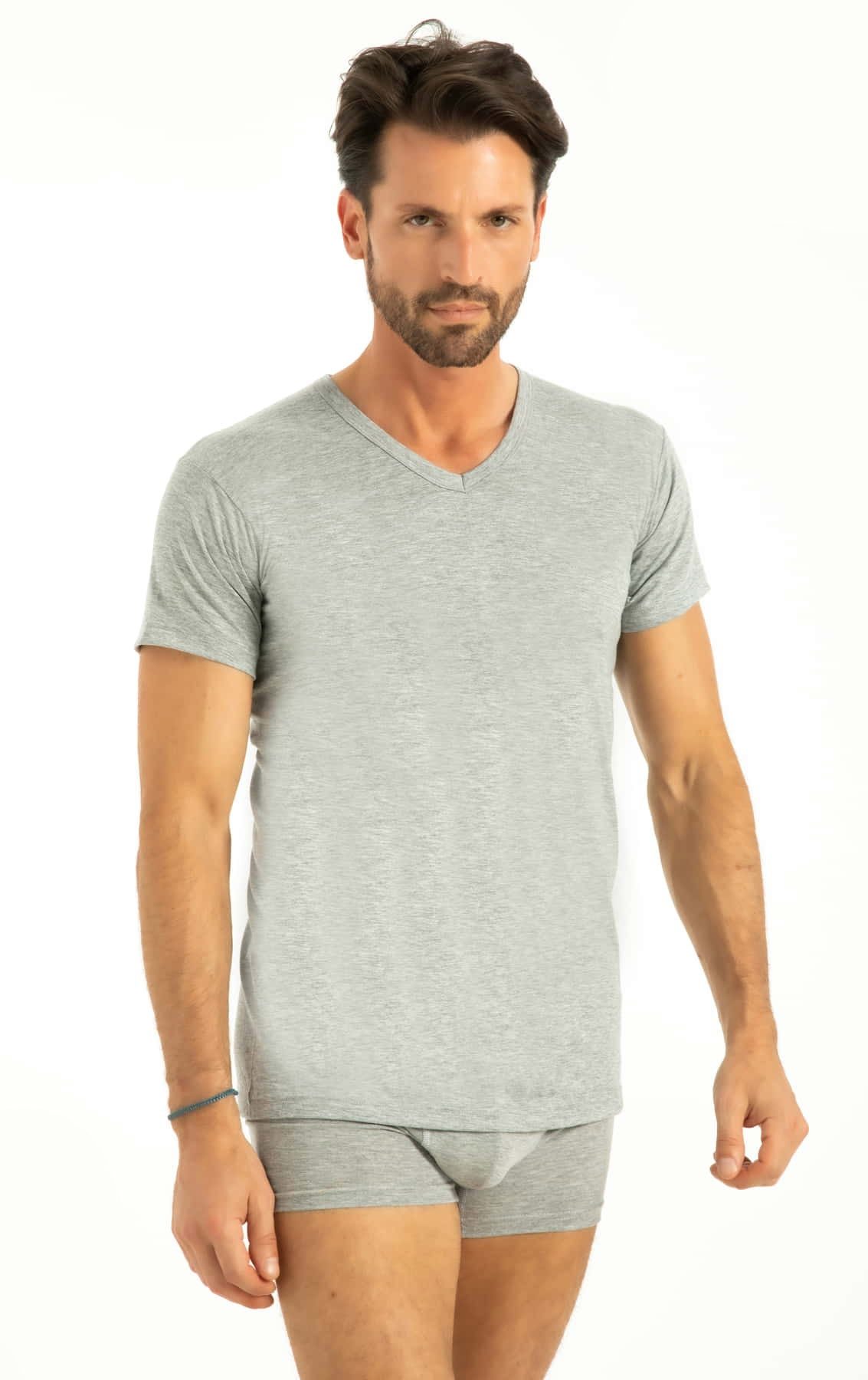 Pamuklu V Yaka Askılı Atlet Erkek Q-En 1004 - Gri