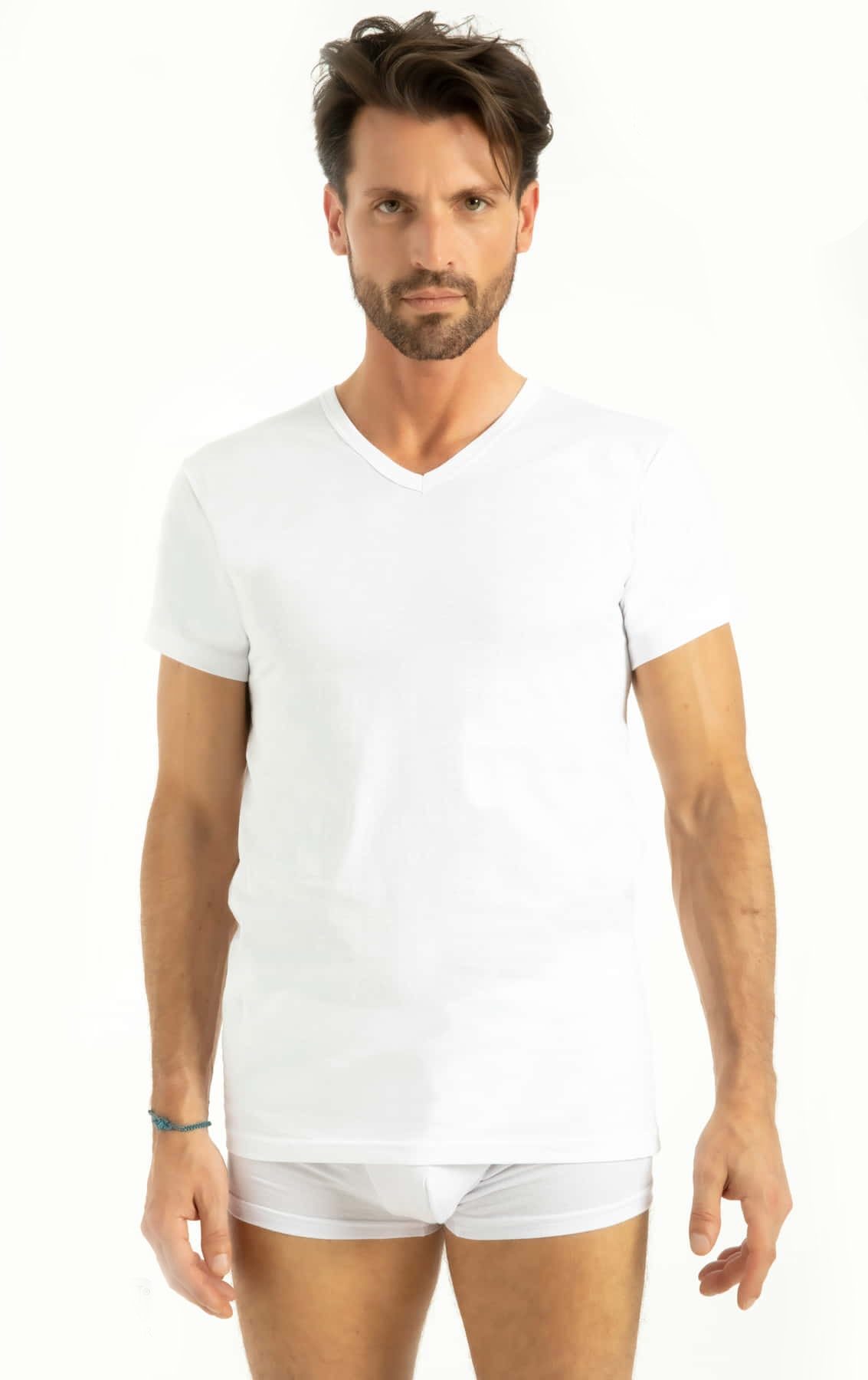 Pamuklu V Yaka Askılı Atlet Erkek Q-En 1004 - Beyaz