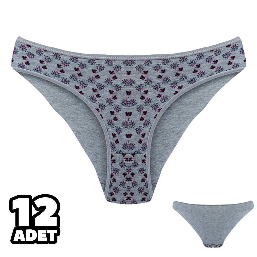 Pamuklu Desenli Bikini Külot Dondeza 101-141 - Gri