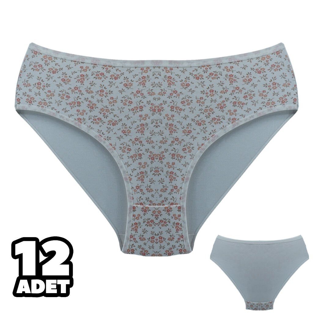 Çiçek Desenli Ekru Yüksek Bel Kadın Külot Dondeza 201-133 - Ekru