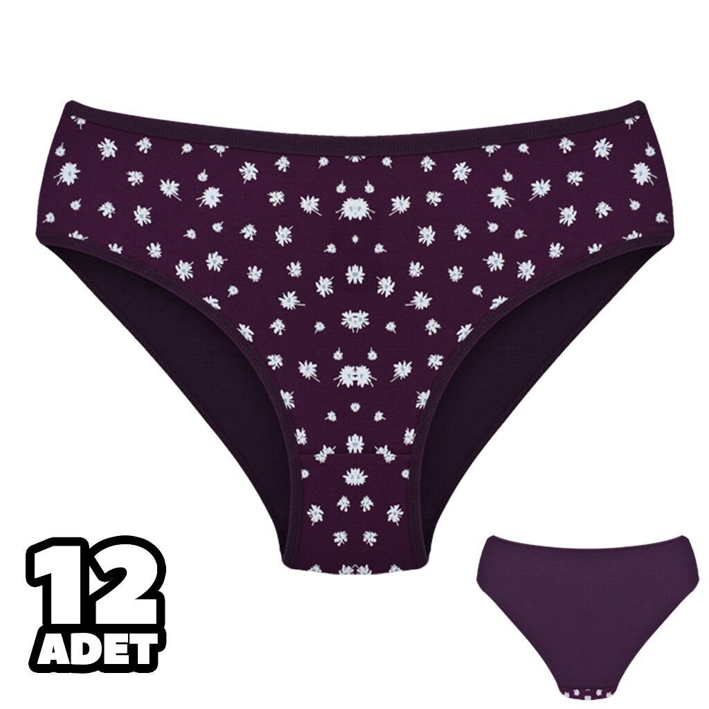 Pamuklu Mor Desenli Kadın Slip Külot Dondeza 201137 - Mor