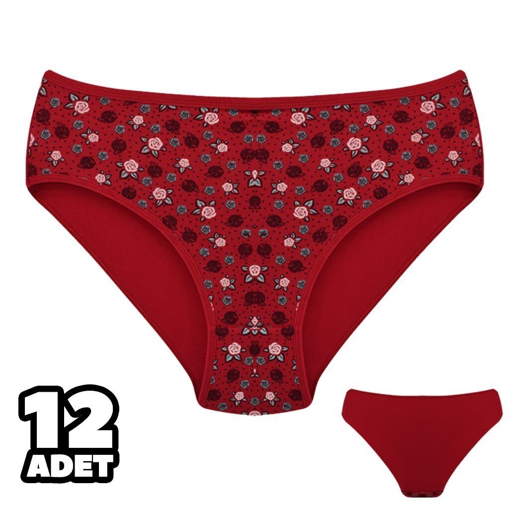 Yüksek Bel Desenli Kadın Külot Dondeza 201 - Kırmızı