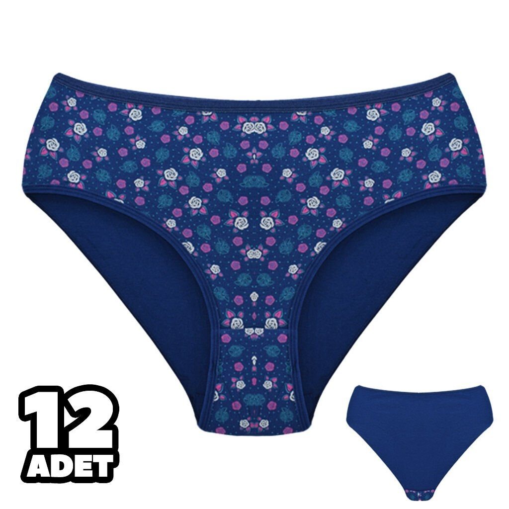 Desenli Yüksek Bel Kadın Bato Külot Dondeza 301140 - Lacivert