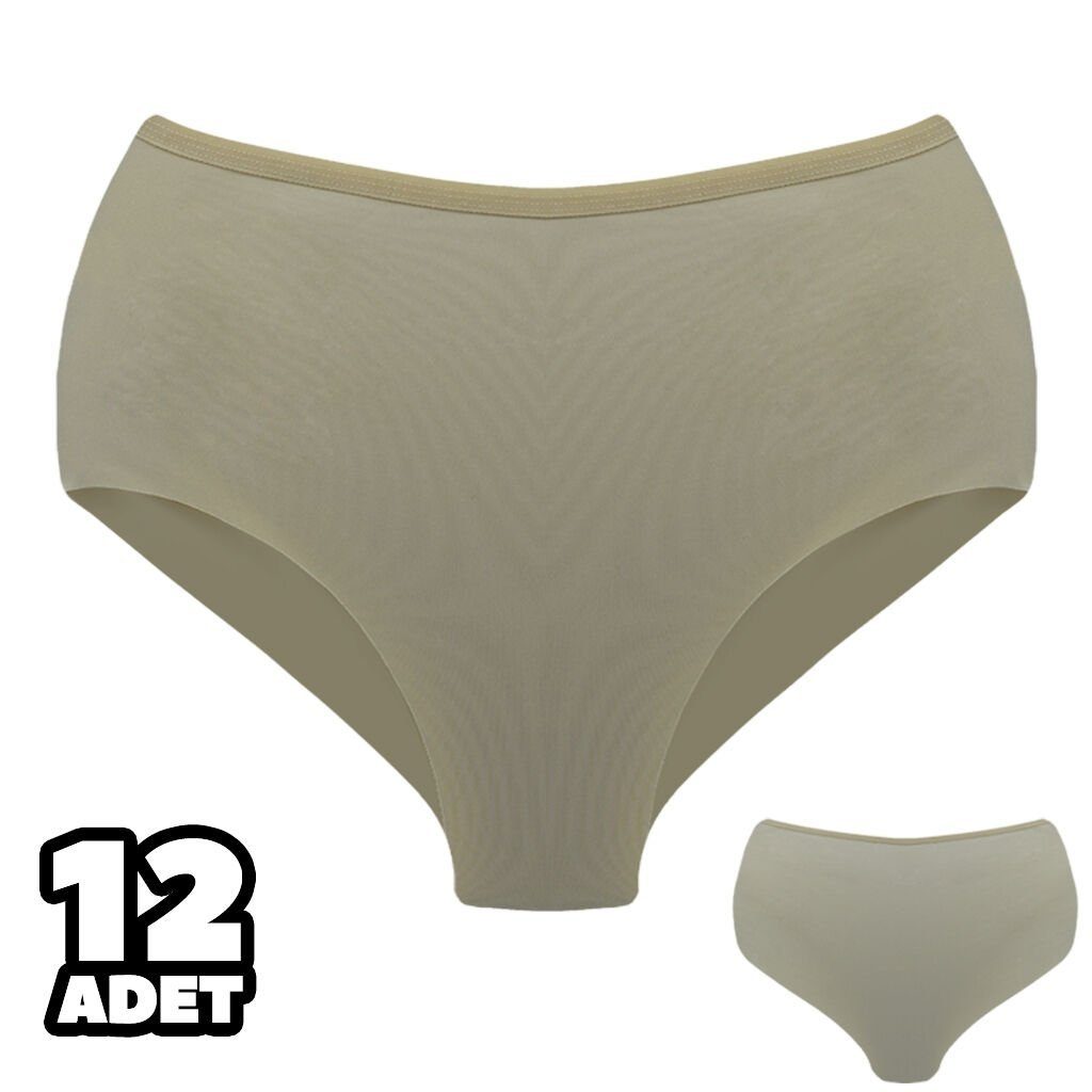 Yüksek Bel Dikişsiz Kadın Külot Karın Desteği Dondeza 3060 - Ten