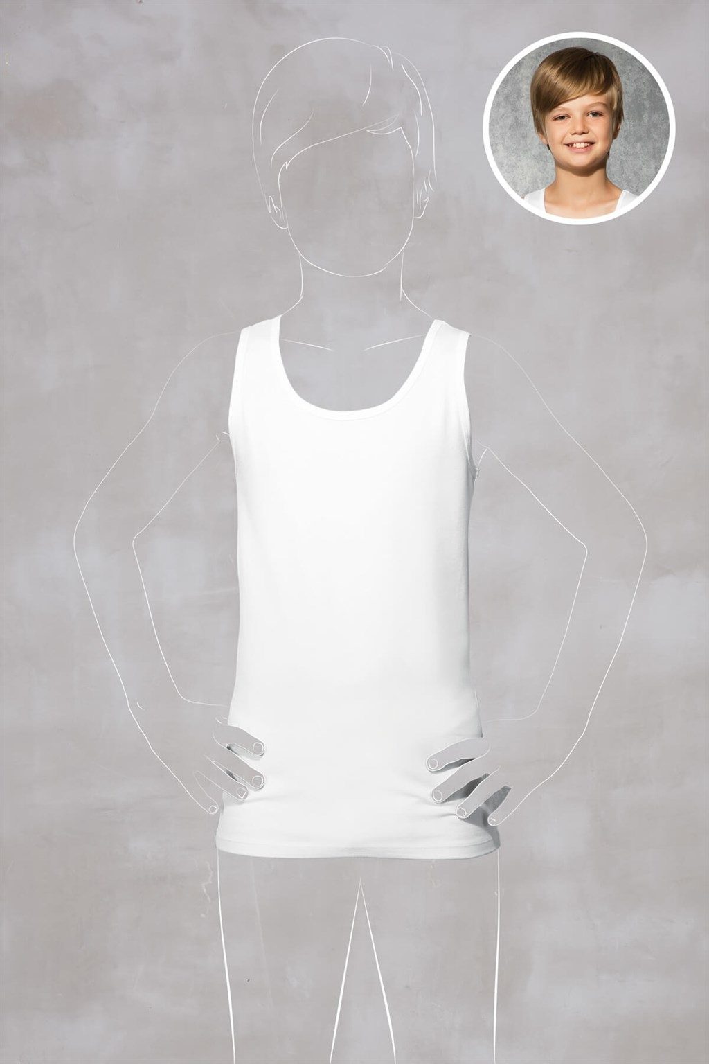 Modal Pamuklu Atlet Erkek Çocuk Doreanse 600 - Beyaz