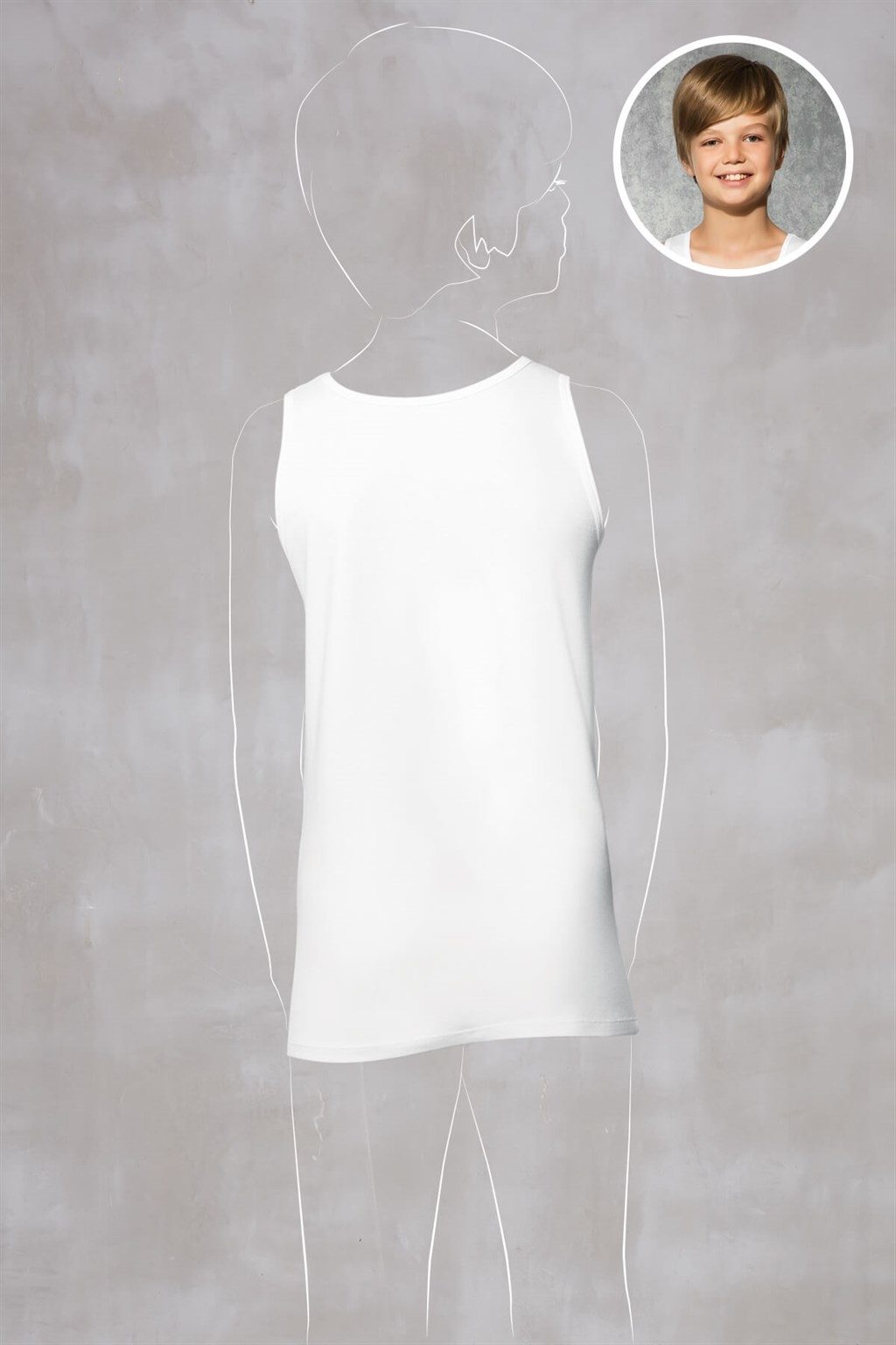 Modal Pamuklu Atlet Erkek Çocuk Doreanse 600 - Beyaz