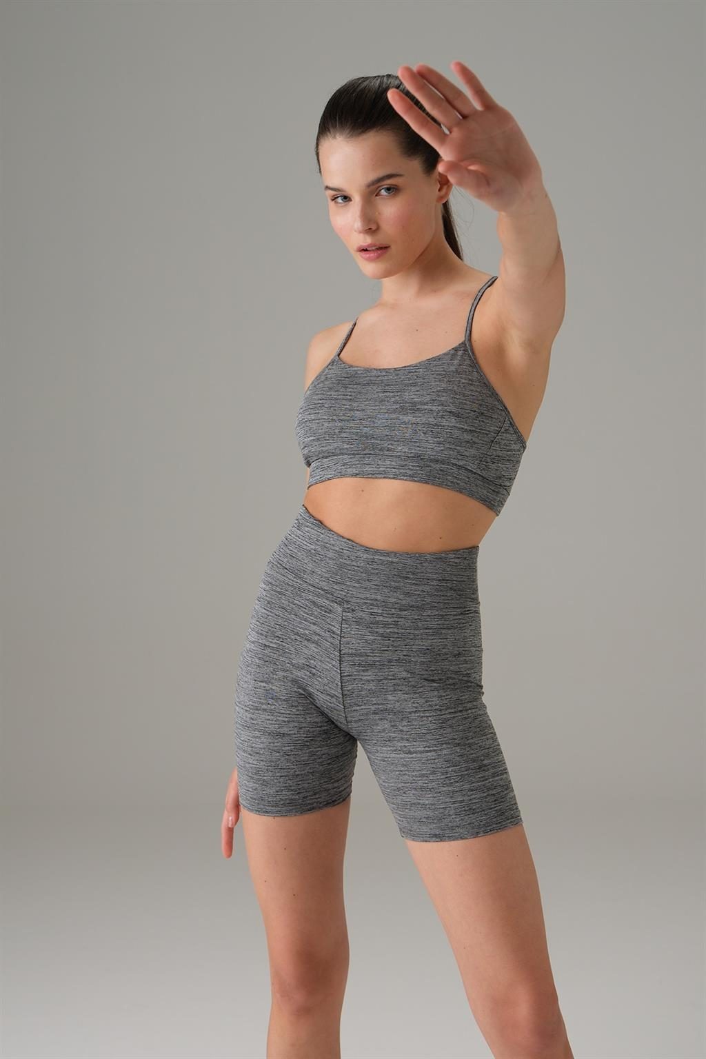 Yüksek Bel Esnek Kısa Bisikletçi Tayt Doreanse 8033 - Gri