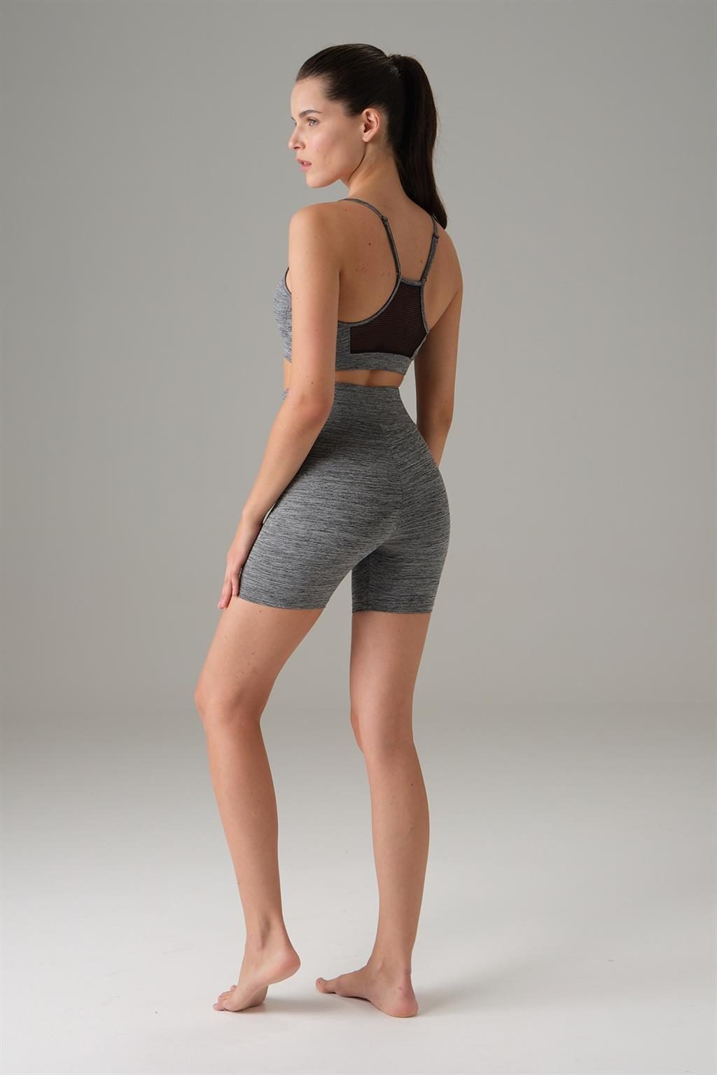 Yüksek Bel Esnek Kısa Bisikletçi Tayt Doreanse 8033 - Gri