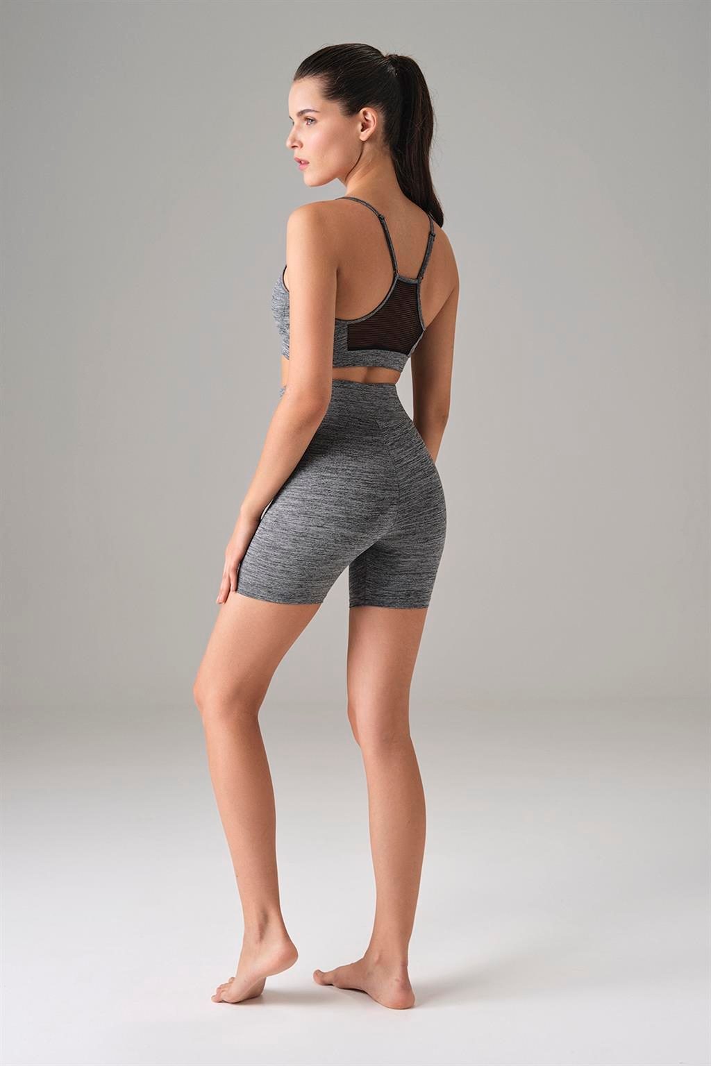 Polyester Yüksek Bel Bisikletçi Tayt Doreanse 8037 - Gri