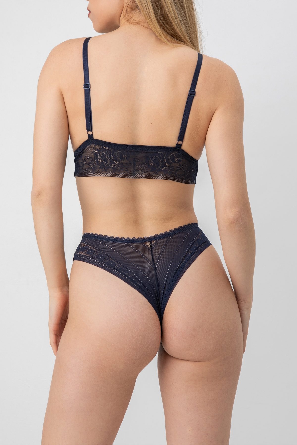 DoReMi Dolgusuz Hazel Dantel Bralet Takım 002-001603 - Lacivert