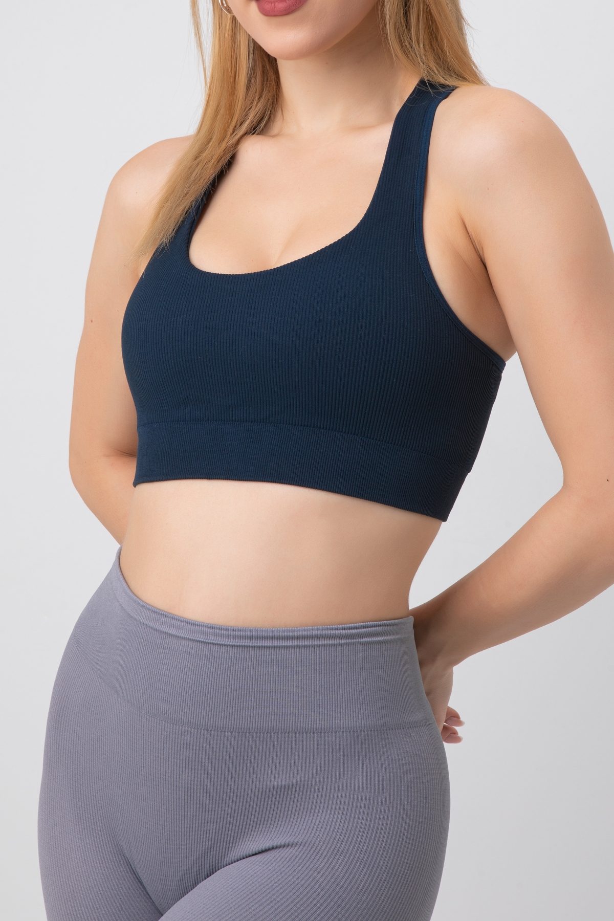DoReMi Seamless Ripli Pedli Spor Sütyen 002-000166 - Lacivert