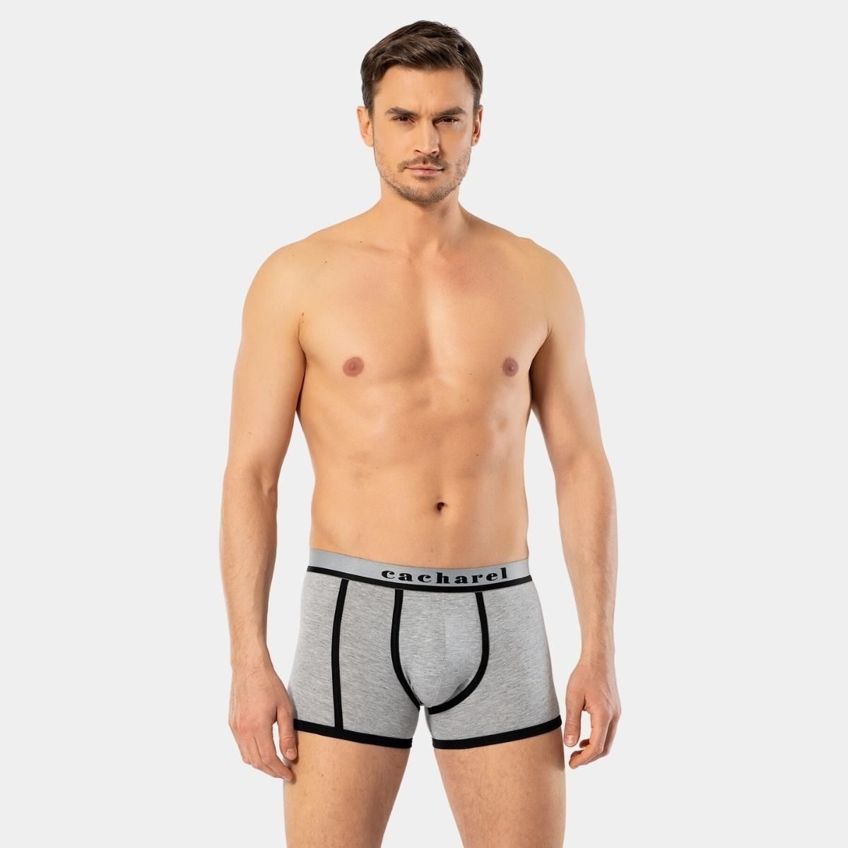 Likralı Konforlu Boxer Pamuklu Cacharel 1322 - Siyah & Gri