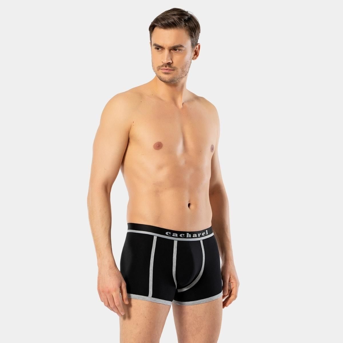 Likralı Konforlu Boxer Pamuklu Cacharel 1322 - Siyah & Gri