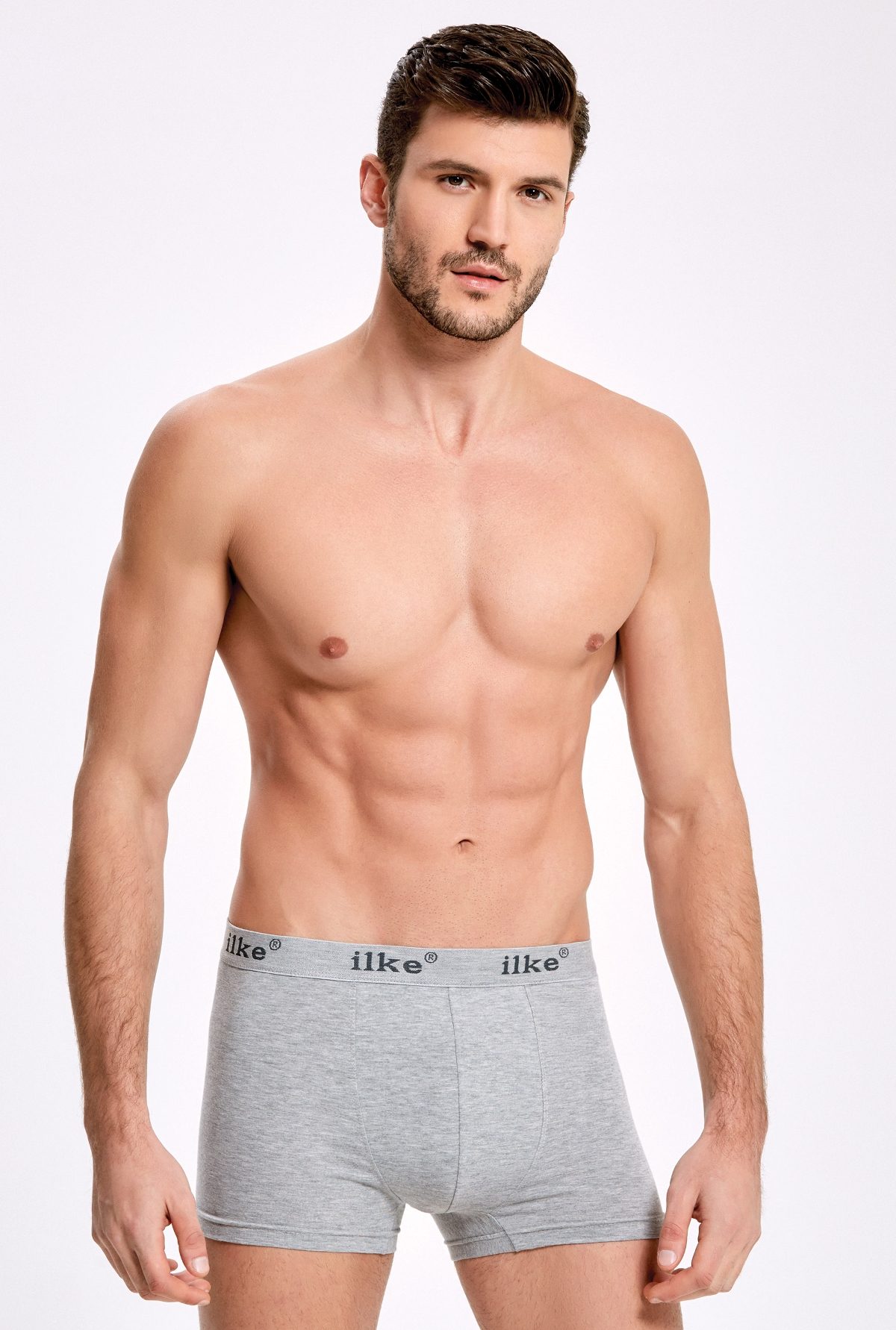 Likralı Pamuk Boxer Erkek İç Giyim İlke 007 - Gri