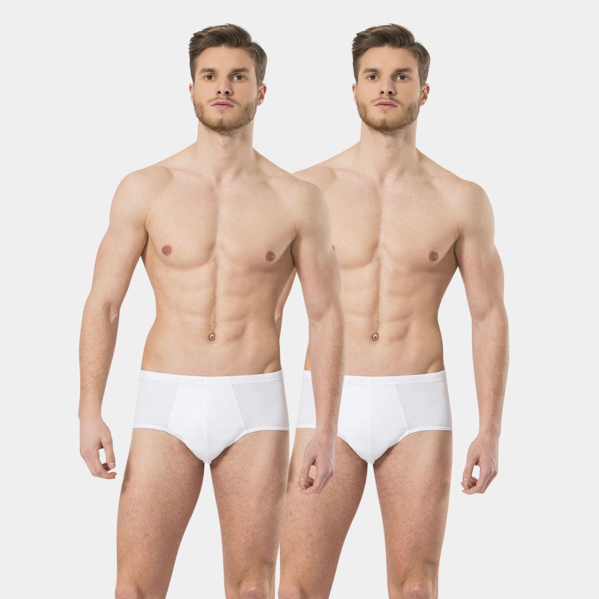 Pamuklu Düz Klasik Erkek Slip 2'li Paket Türen 111 - Beyaz