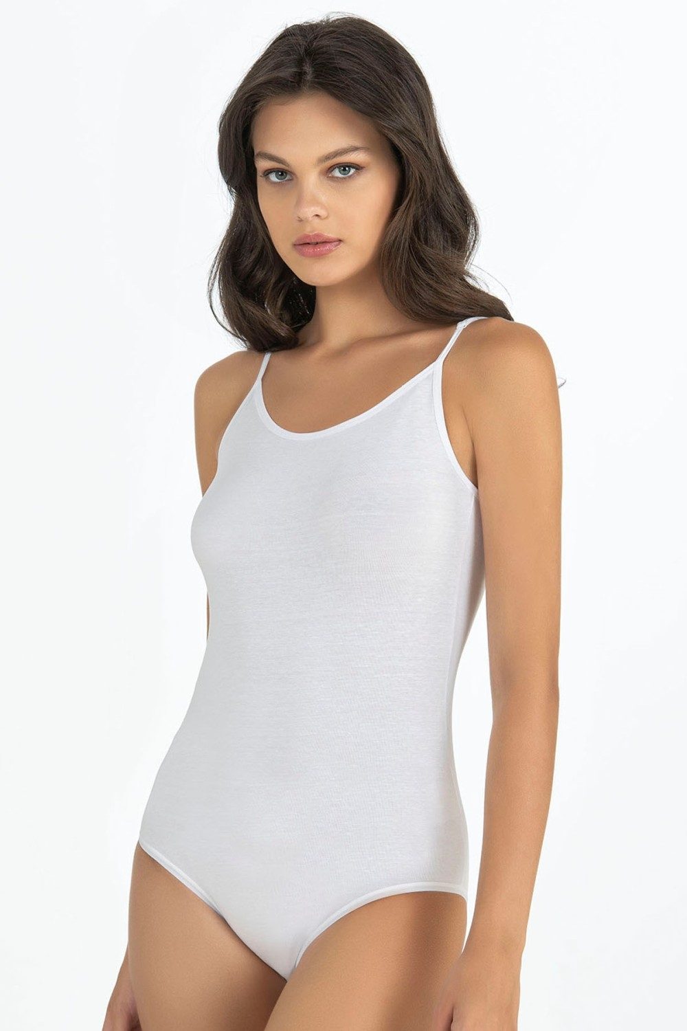 Çıtçıt Detaylı İnce Askılı Body Fabony 1180 - Beyaz