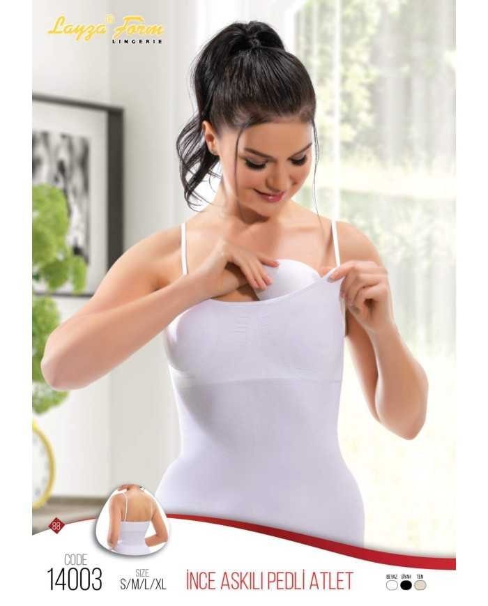 Dikişsiz Pedli Kadın Atlet İnce Askılı Liza 14003 - Beyaz