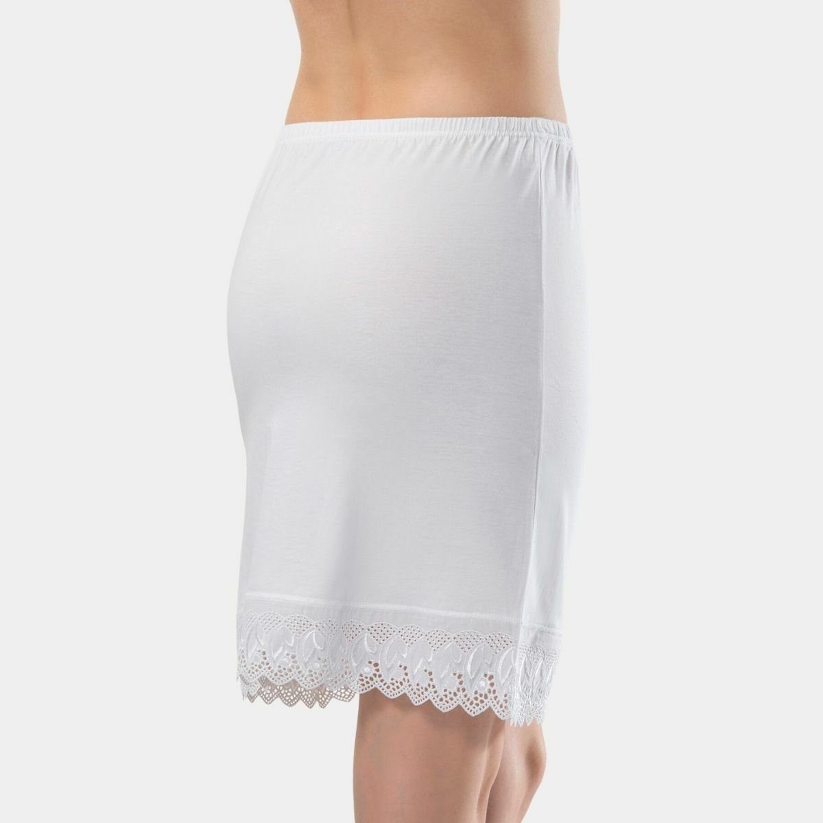 Türen Lastikli Dantelli Kadın Jüpon Pamuk Beyaz Türen 246 - Görsel 2