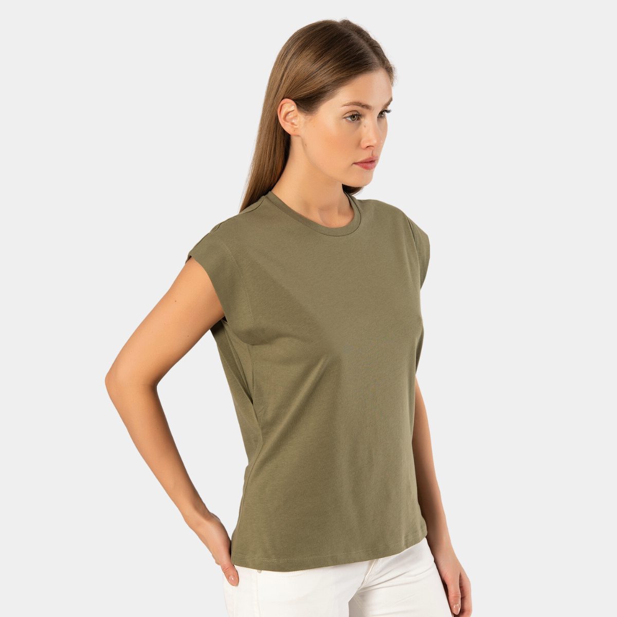 Pamuklu Tek Parça Body Çıtçıt Detaylı Türen 3401 - Haki