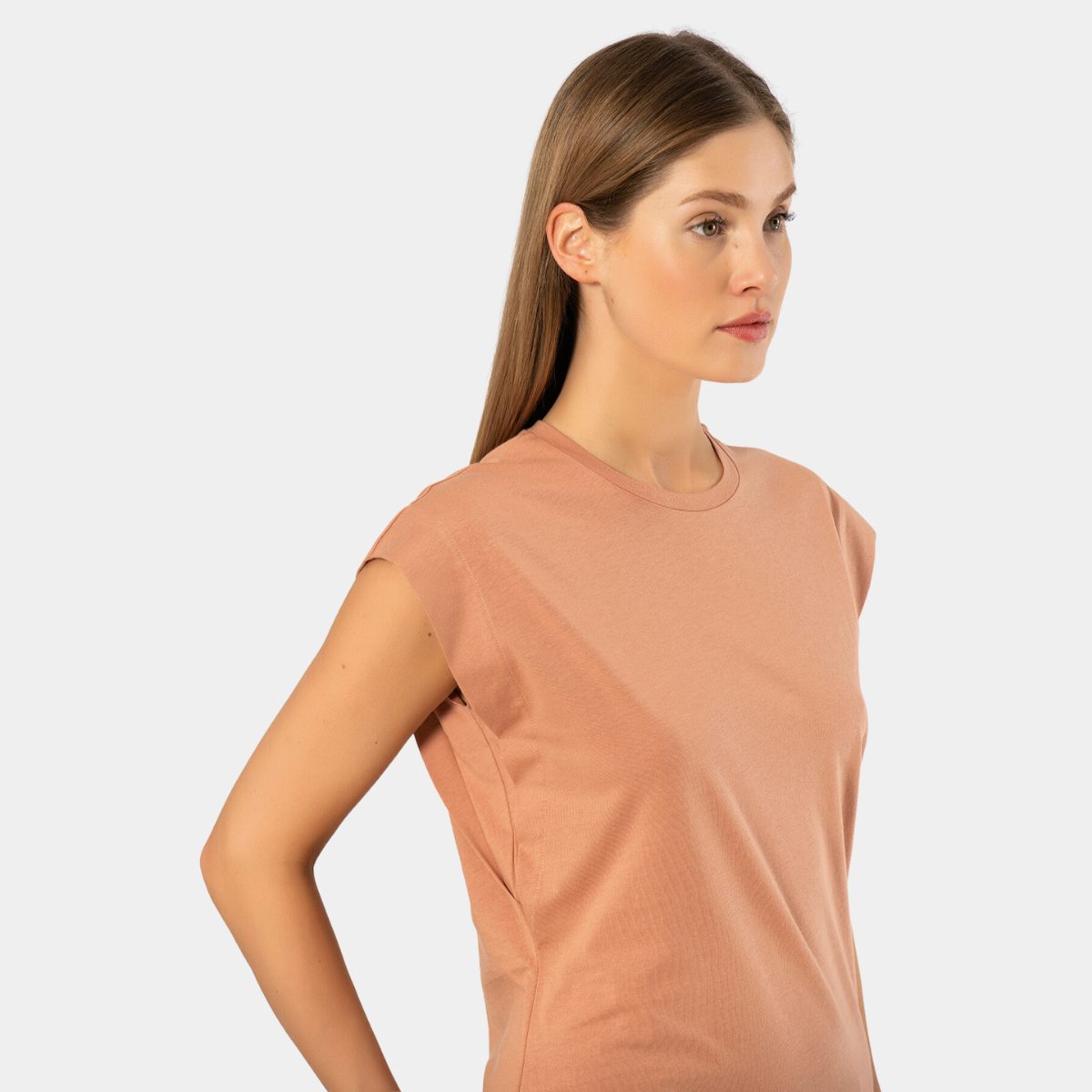 Bisiklet Yaka Pamuklu Kadın Body Türen 3401 - Somon