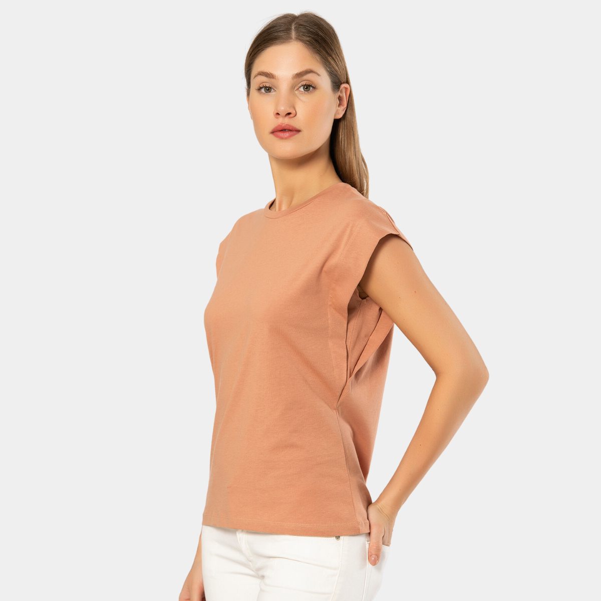 Bisiklet Yaka Pamuklu Kadın Body Türen 3401 - Somon