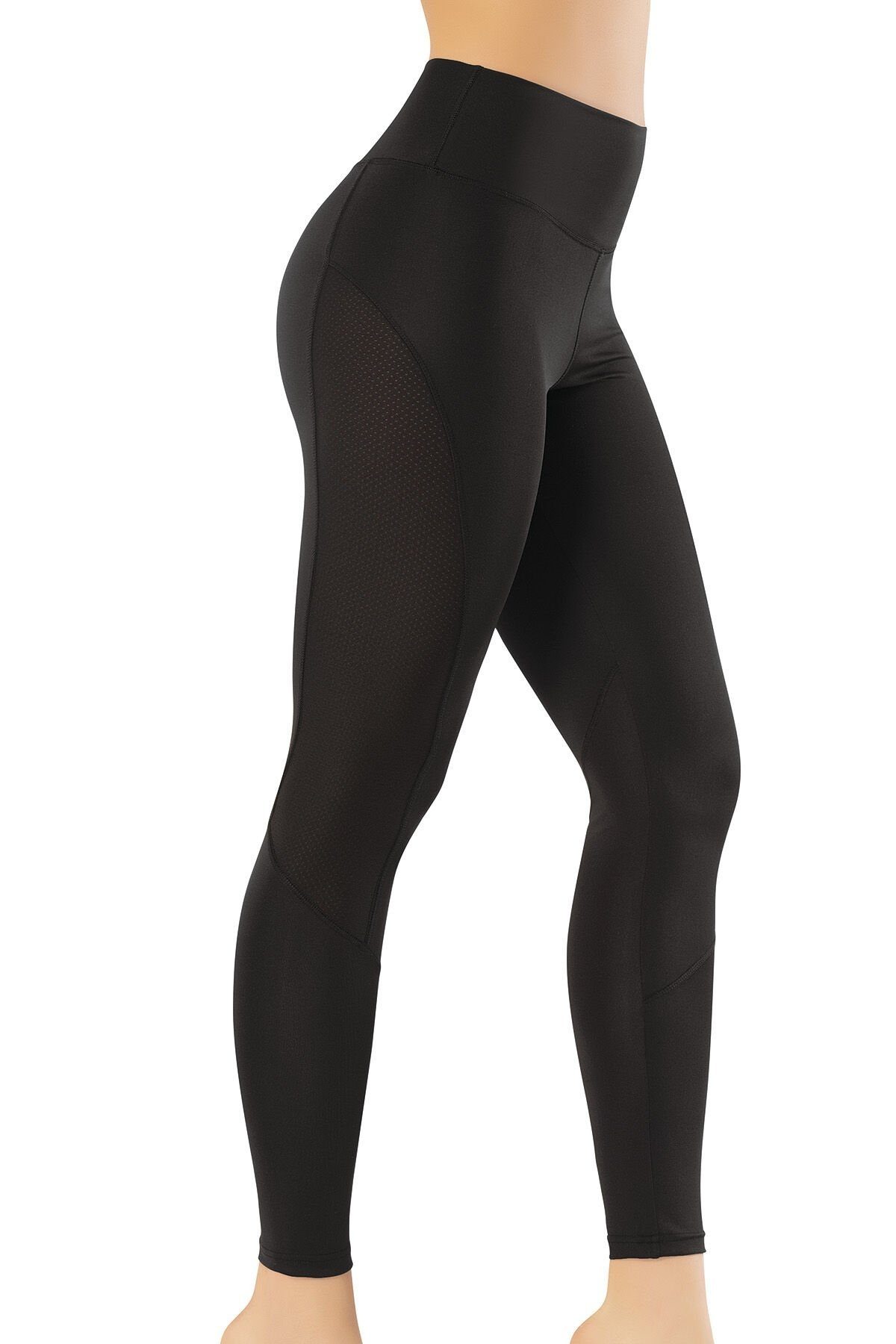 Yüksek Bel Esnek Siyah Kadın Tayt Kota 4103 - Siyah