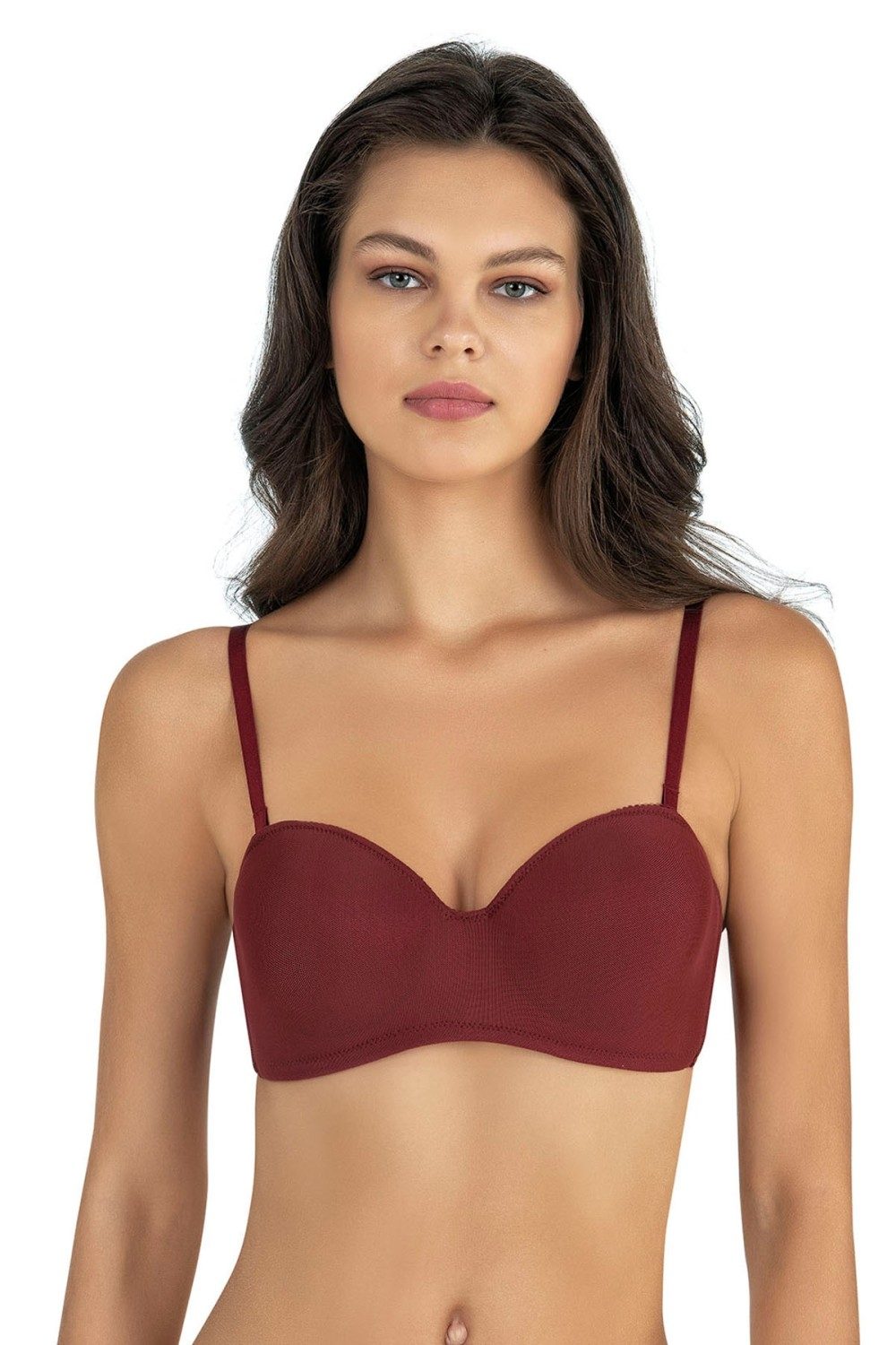 Silikon Bantlı Straplez Sütyen Fabony 3150 - Bordo