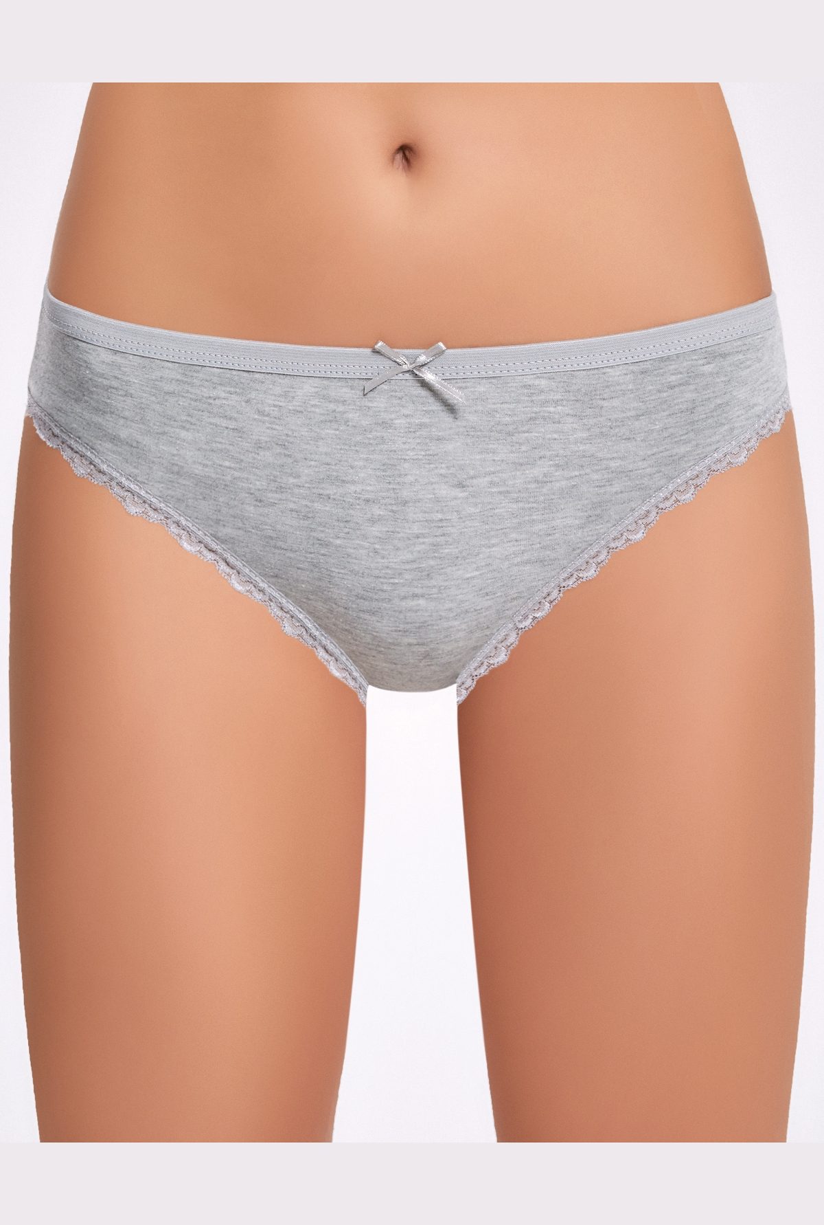 Yüksek Bel Pamuklu Dantelli Bikini Külot İlke 278 - Açık Gri