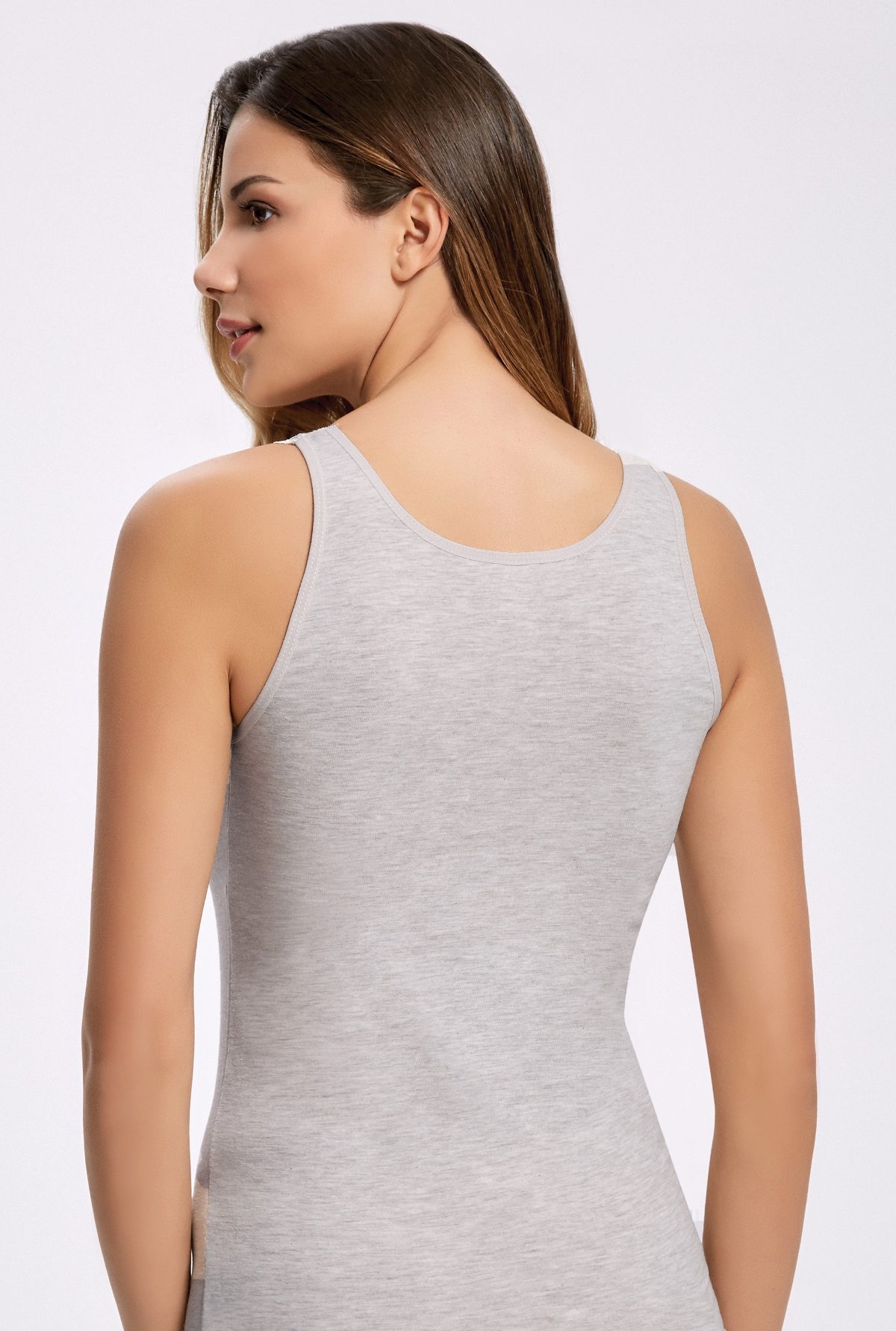 Pamuklu Nefes Alan Geniş Askılı Atlet İlke 2347 - Açık Gri