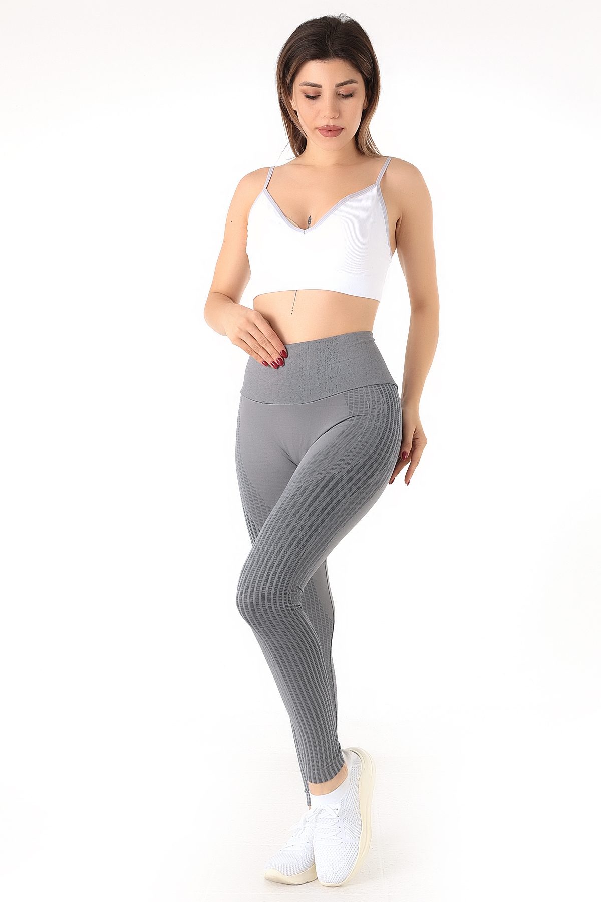 Mio Studio Gym Yüksek Bel Seamless Desenli Tayt Miorre 001-002110 - Antrasit