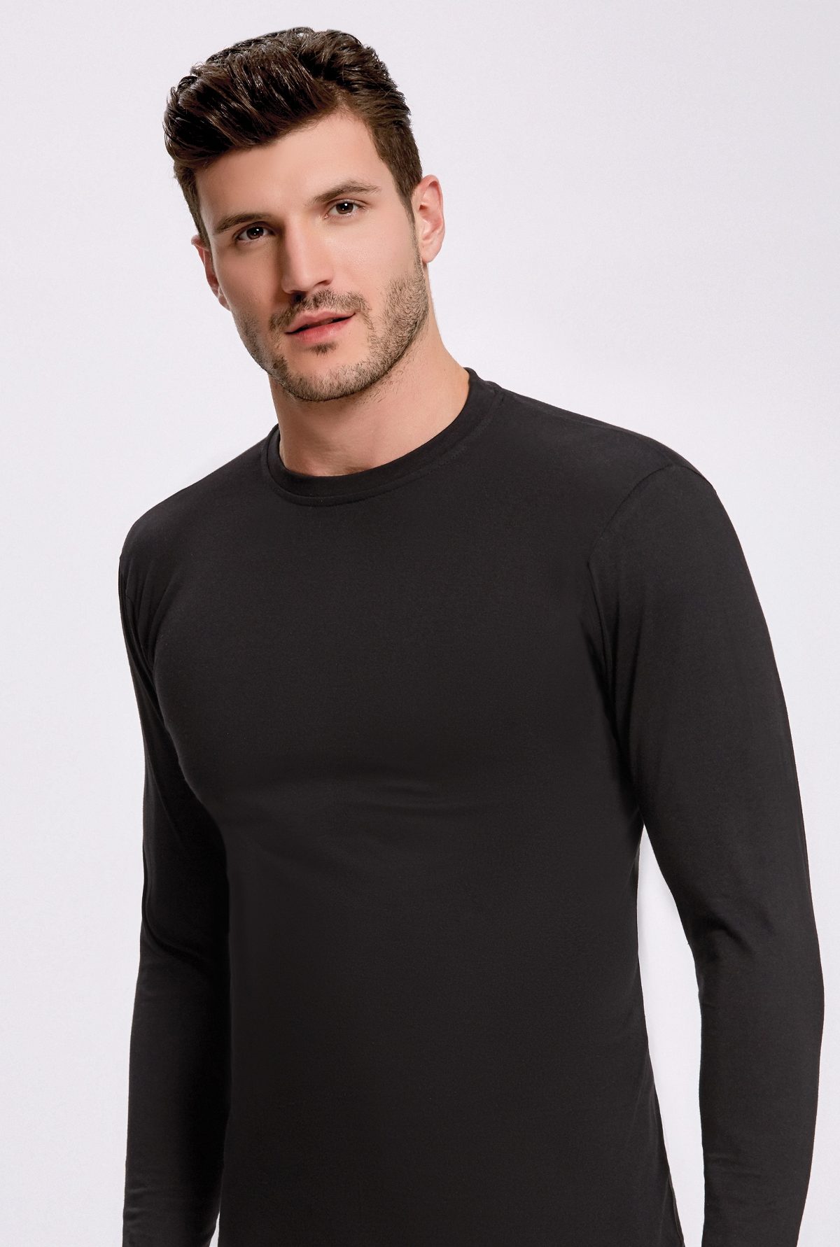 Pamuk Süprem Uzun Kollu 0 Yaka Atlet İlke 1020 - Siyah