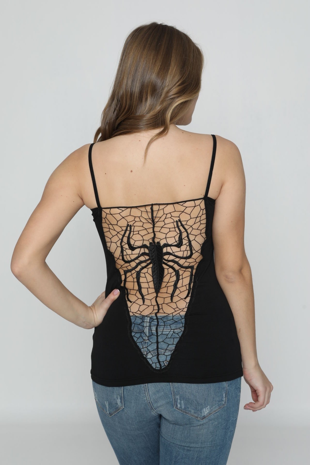 Pamuklu Nefes Alan Sırtı Güpürlü Atlet Polkan 2306 - Siyah