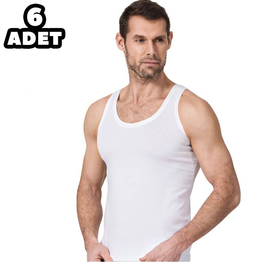 Pamuklu Ribana Askılı Erkek Atlet Seher Yıldızı 0001 - Beyaz