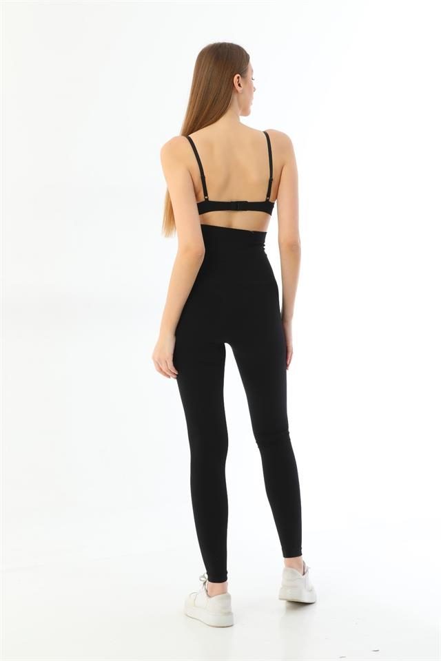 Yüksek Bel Toparlayıcı Kadın Tayt Emay 3904 - Siyah