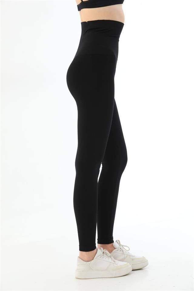 Yüksek Bel Toparlayıcı Kadın Tayt Emay 3904 - Siyah