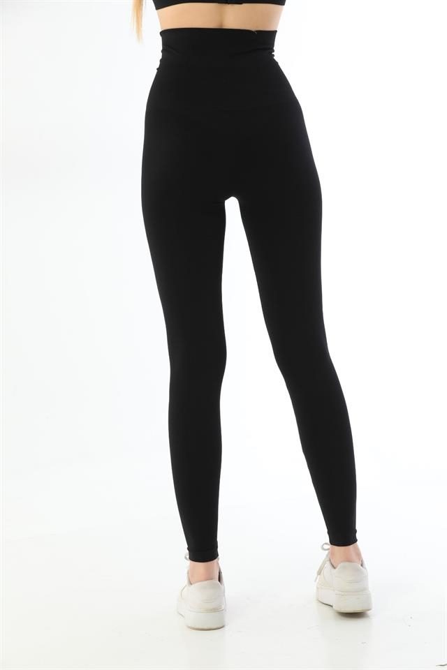 Yüksek Bel Toparlayıcı Kadın Tayt Emay 3904 - Siyah