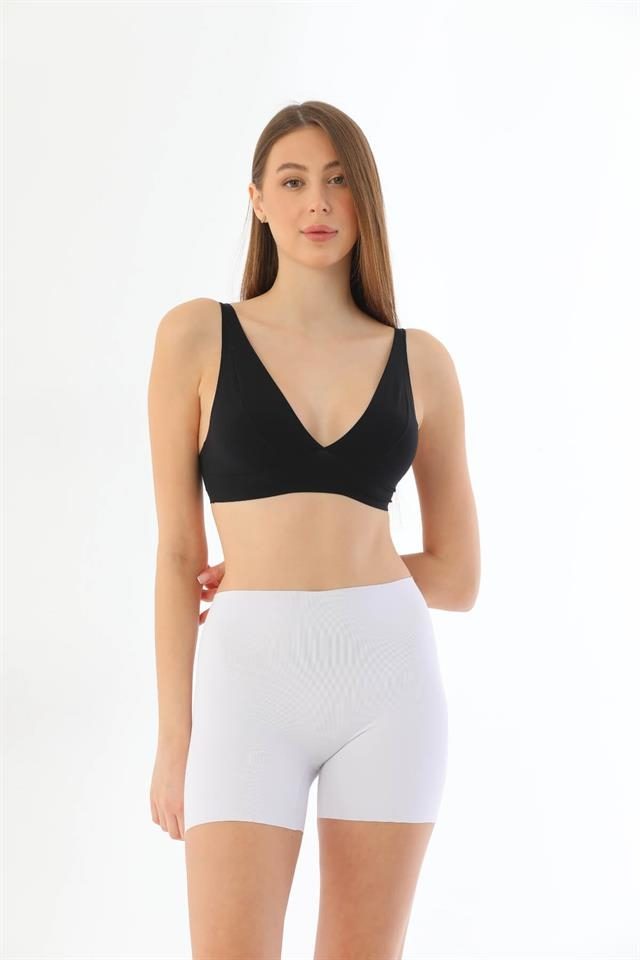 Yüksek Bel Uzun Paça Kadın Boxer Emay 2703 - Beyaz
