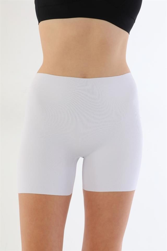 Yüksek Bel Uzun Paça Kadın Boxer Emay 2703 - Beyaz