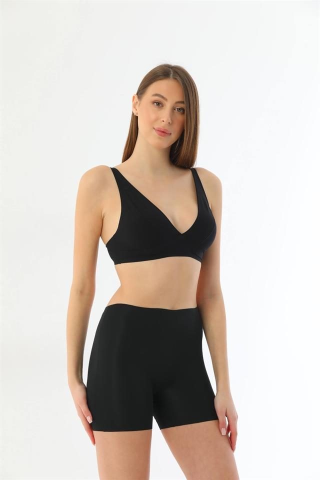 Yüksek Bel Uzun Paça Kadın Boxer Emay 2703 - Siyah