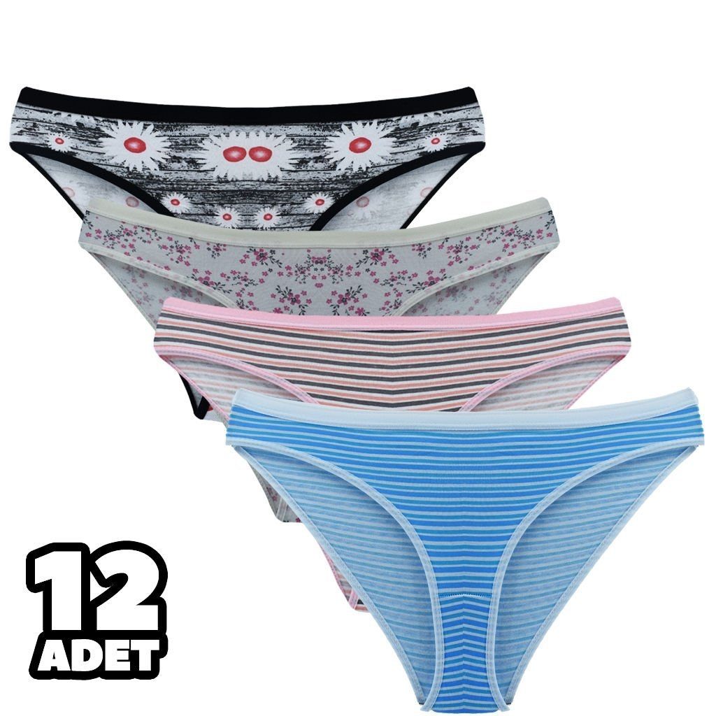 Pamuklu Asorti Bikini Slip Külot Tutku 0547 - Asorti