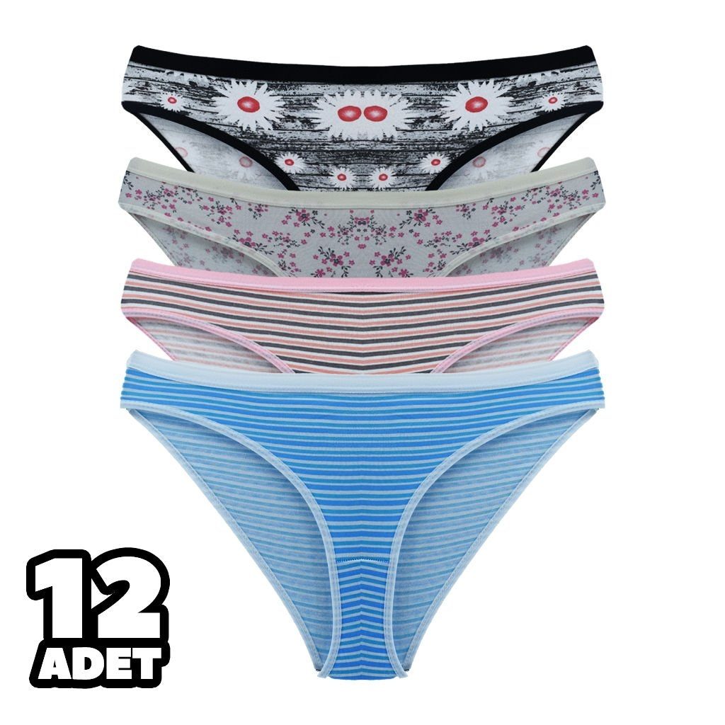 Pamuklu Asorti Bikini Slip Külot Tutku 0547 - Asorti